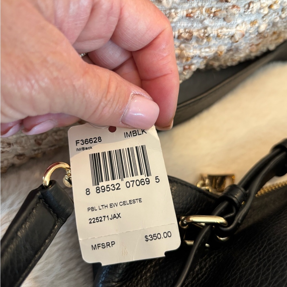 Coach “Celeste” Black Pebbled Leather Shoulder Bag with Gold Hardware - Picture 7 of 13